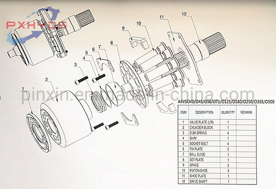 Eencilinderstructuur A4vso40/71 Hydraulische pomp Cylinderblok Onderdelen van toepassing